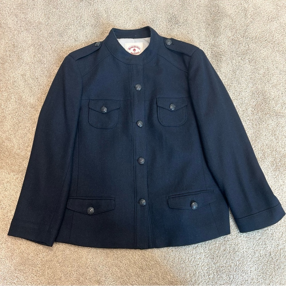 Brooks Brothers Red Fleece dark navy blue wool long sleeve military jacket coat - Picture 5 of 14